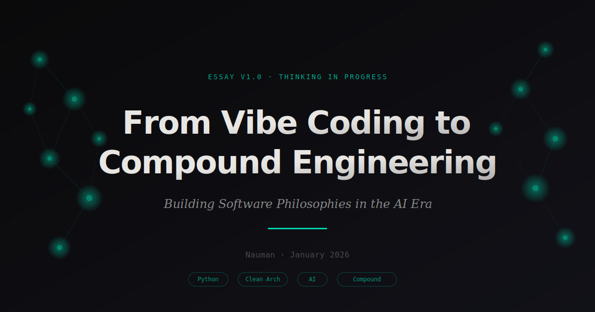 Share image for an essay on moving from vibe coding to compound engineering.